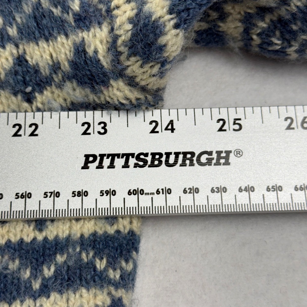 LL Bean Womens XL Fair Isle Wool Cardigan Blue Snowflake Button Sweater HT72 USA - Picture 4 of 5